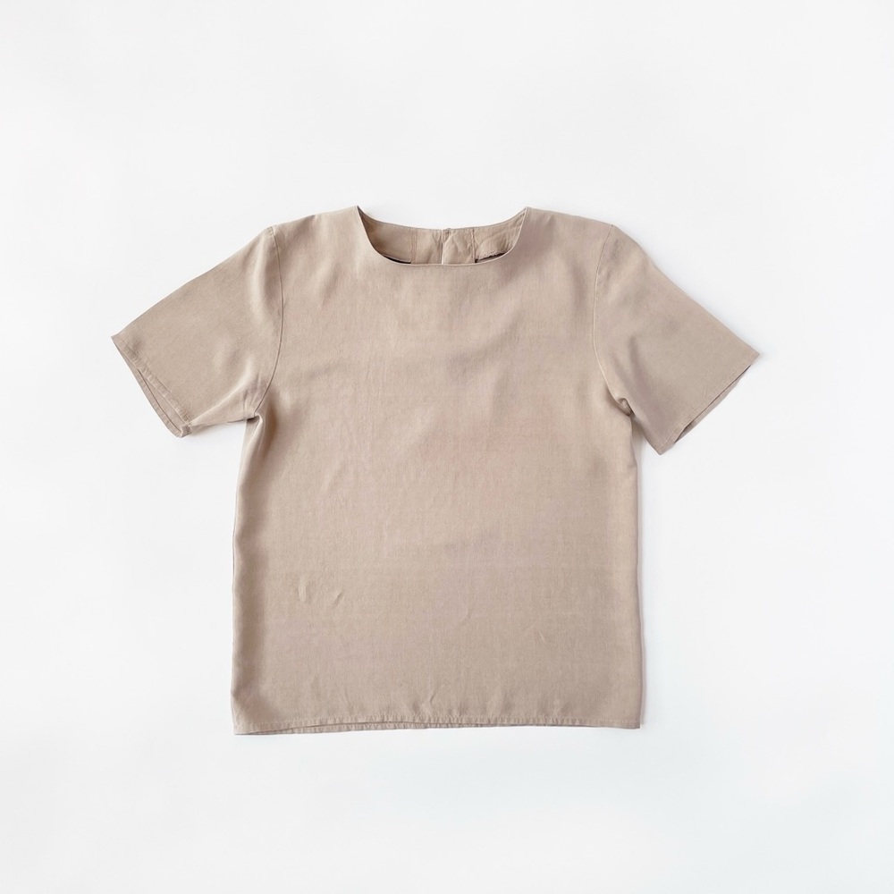 Vintage Silk House Short Sleeve Blouse in Mink Size XS